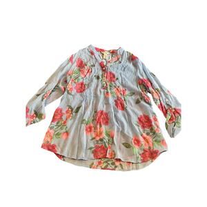 C J Banks floral roses boho top size X XL striped blue
